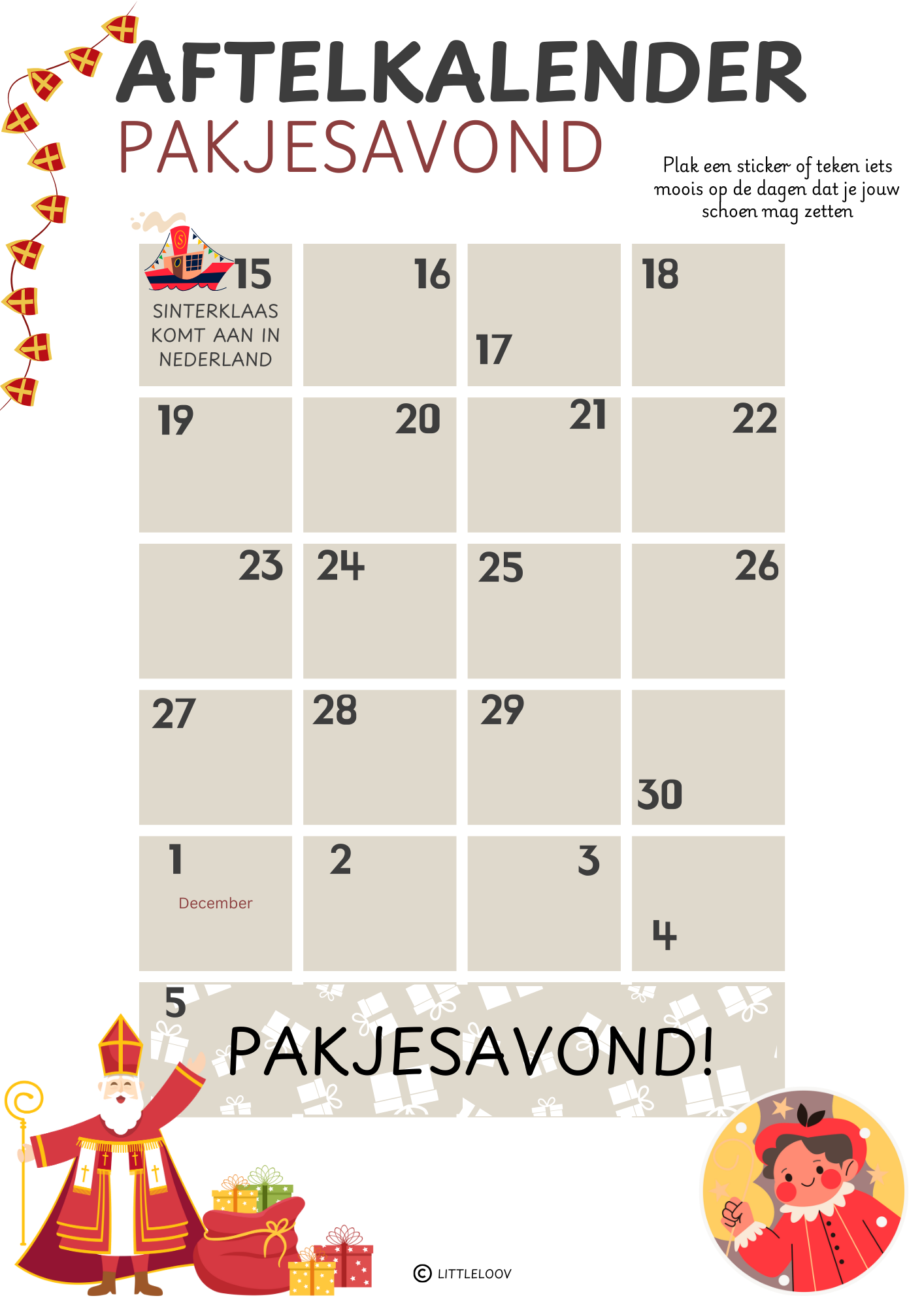 Sinterklaas Aftelkalender 2025 Inclusief Gratis Verlanglijstje